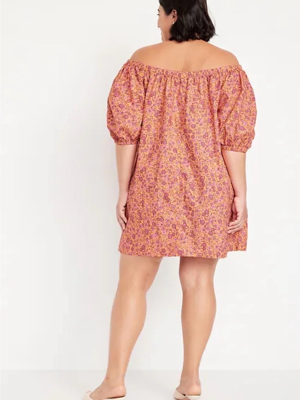 Old Navy Pink and Orange Floral Mini Swing Dress XL Tall - Picture 3 of 13